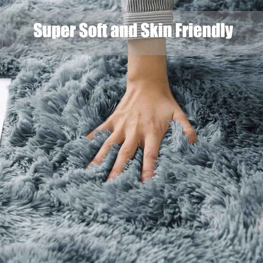 Zacht shaggy vloerkleed modern en antislip 1 stuk grijs-paars 60 x 160 cm