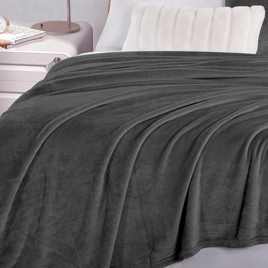 Cosy Fleece Deken Super Zacht Donkergrijs 130 x 160 cm Sofa Kinderflanel Bed