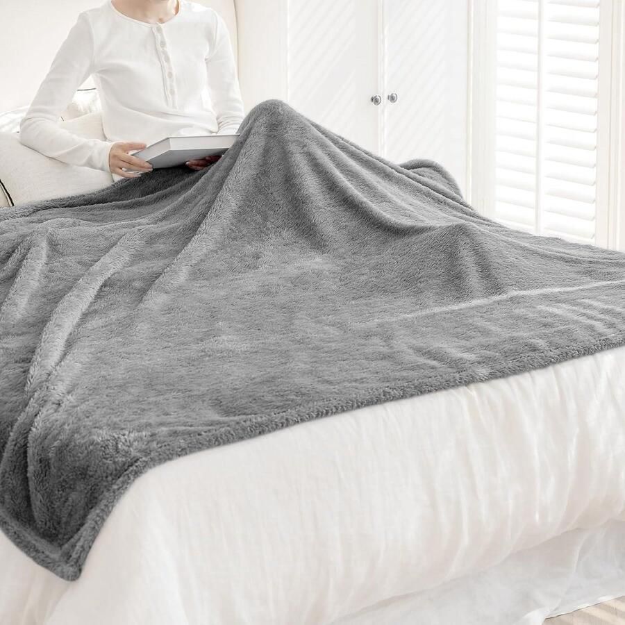 Super zachte fleece deken 150 x 200 cm Enkele Flanellen Deken Oeko-TEX Gecertificeerde Deken Fleece Deken voor Bank en Bed Flanellen Bovenlaken Zachte Deken Donkergrijs - Foto 2
