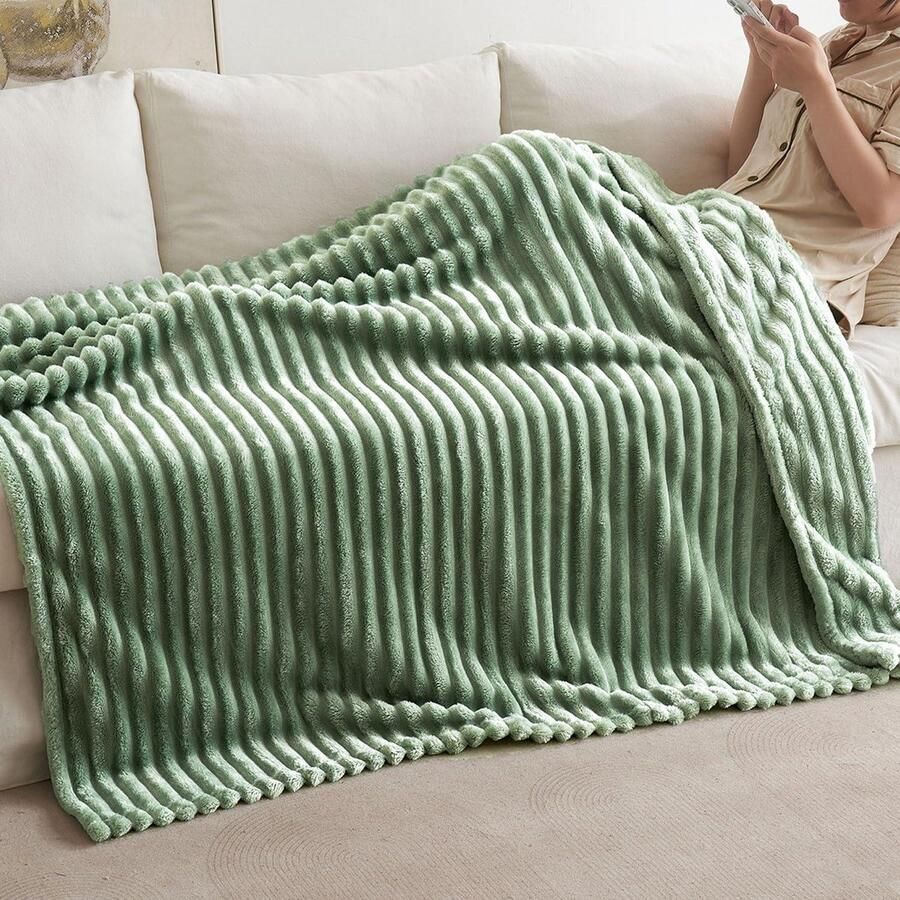 Super zachte fleece deken comfortabele flanel plaids voor bank warm en zacht 60 x 80 inch matcha groen