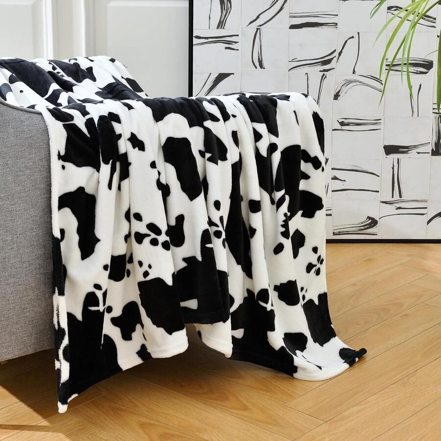 Super zachte fleece deken donzige koeienprint lichtgewicht microvezel flanellen deken voor bed bank warm gezellig alle seizoenen Twin 152 x 200 cm