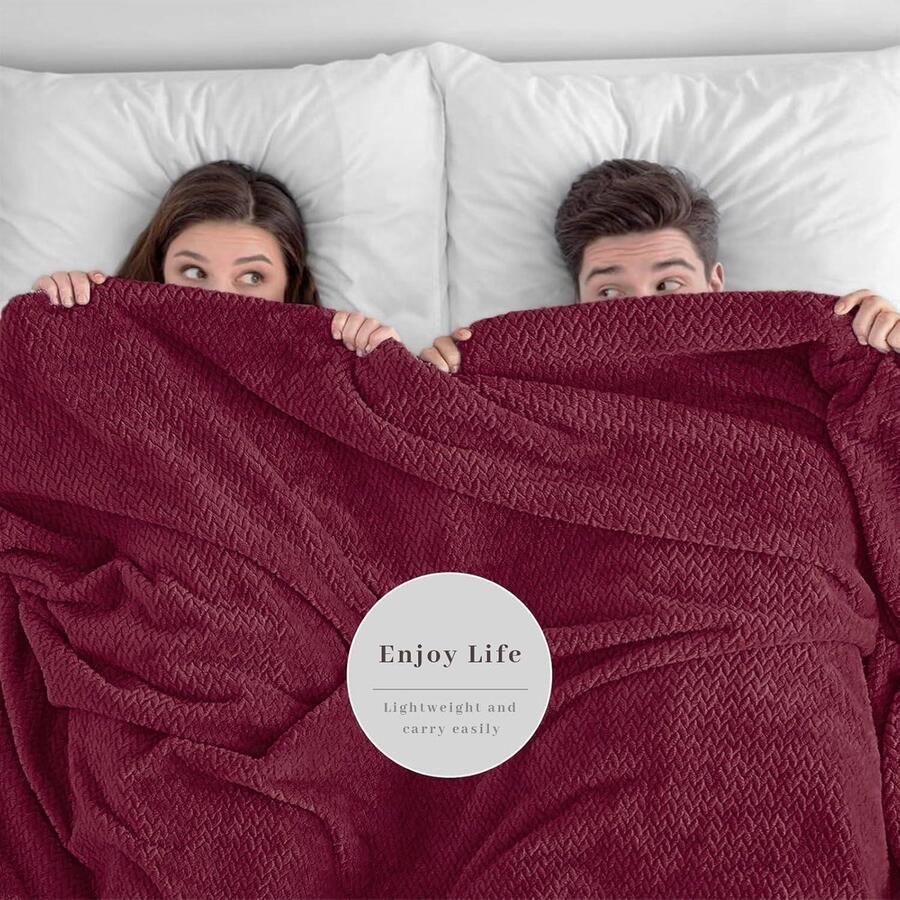 Cosy Fleece Deken Extra Zachte Flanellen Deken 150 x 200 cm Oeko-TEX Gecertificeerd Zacht en Lichtgewicht Pluche Voor Bed Bank Reizen Kamperen Bordeaux - Foto 2
