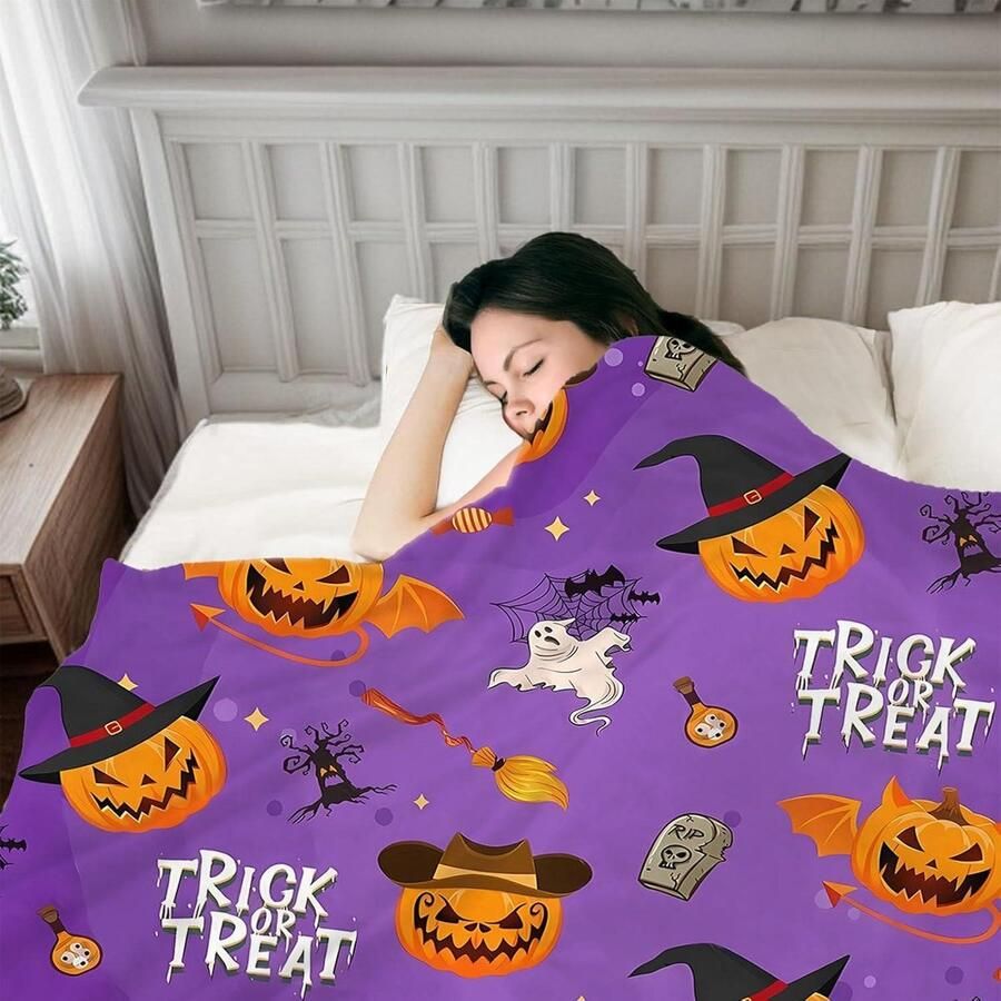 Cosy Fleece Deken Halloween woondeken flanel fleece deken 125 x 150 cm Halloween knuffeldeken wollen deken bank en bed dekens - Foto 2