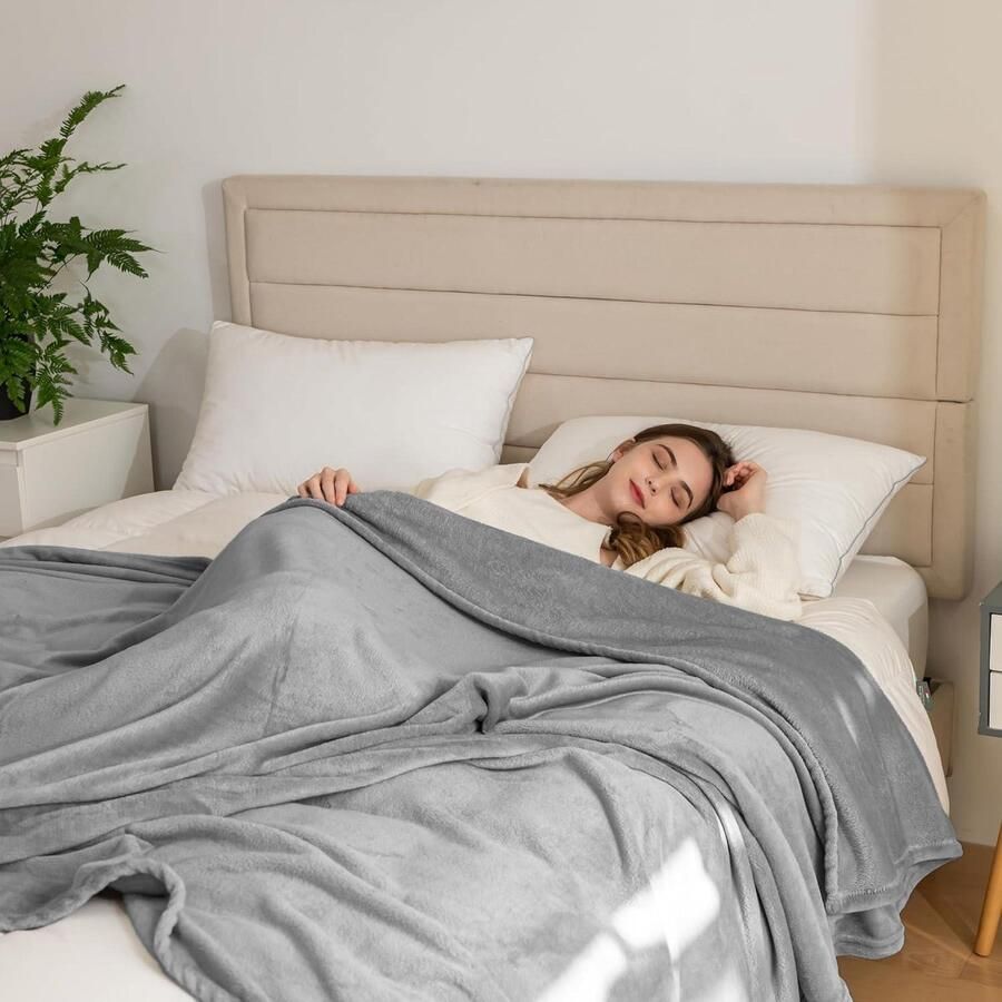 Super zachte fleece deken pluizige dekens 150 x 200 cm flanel warme zachte plaid voor bank sprei grijs tweepersoons