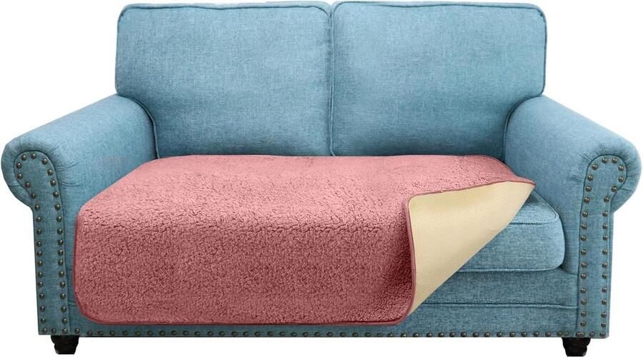 Superzacht dik antislip loveseat kussenhoes roze voor huisdieren (2-zits)