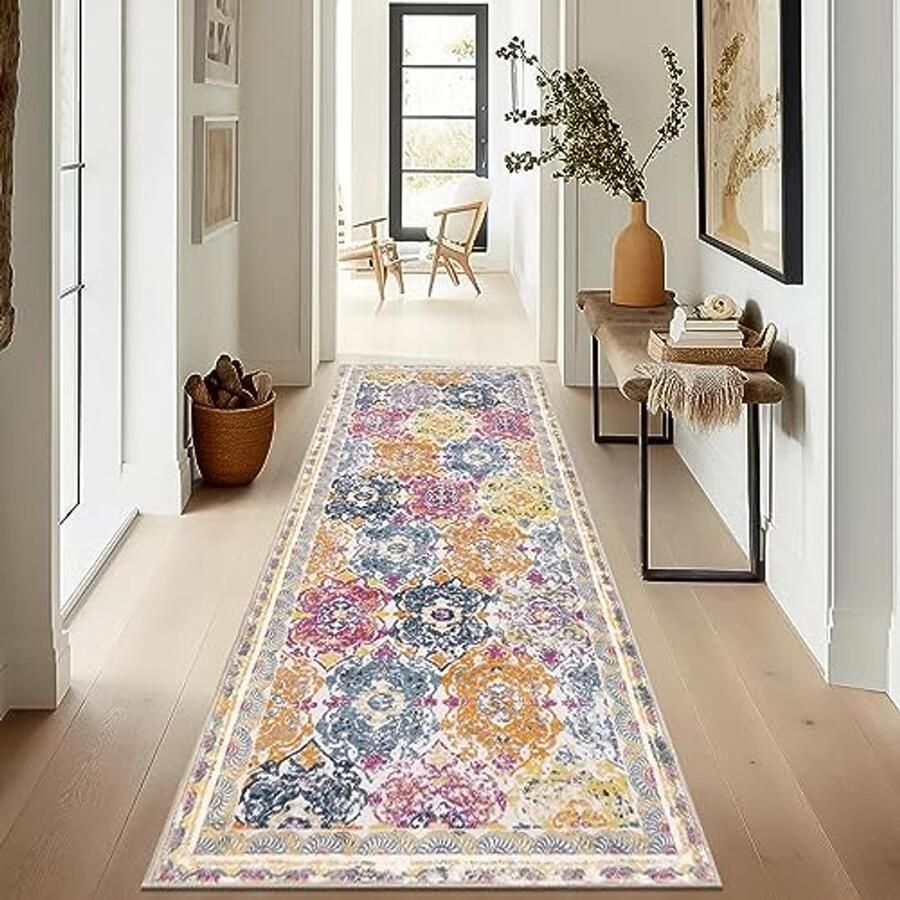 Superzachte Boho Tapijtloper 60 x 180 cm Antislip en Machinewasbaar voor Woonkamer Entree en Balkon