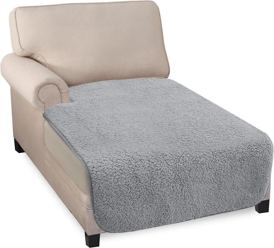Superzachte dikke antislip L-vormige bankhoes chaise longue groot huisdieren lichtgrijs