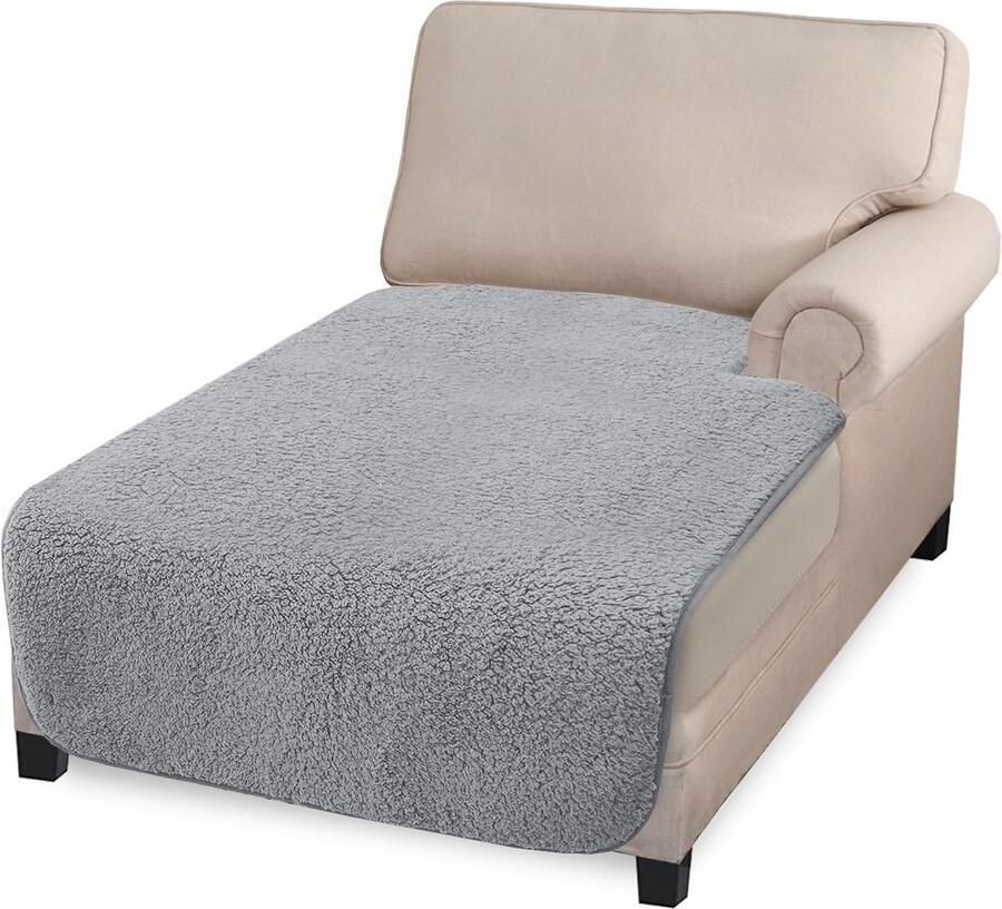 Superzachte dikke L-vormige bankhoes antislip chaise longue hoes grote hoekbankhoes voor huisdieren (chaise lichtgrijs)