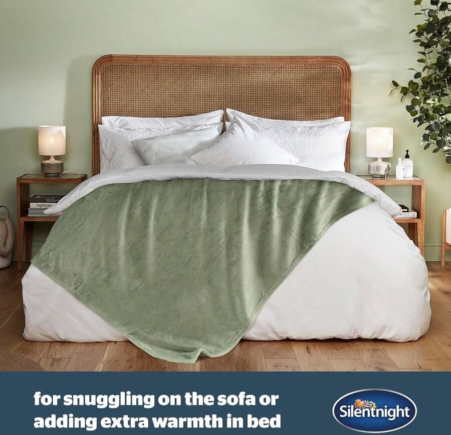 Superzachte fleece deken voor bedbank en bank pluizige plaid van warme fleece salie 130 x 150 cm