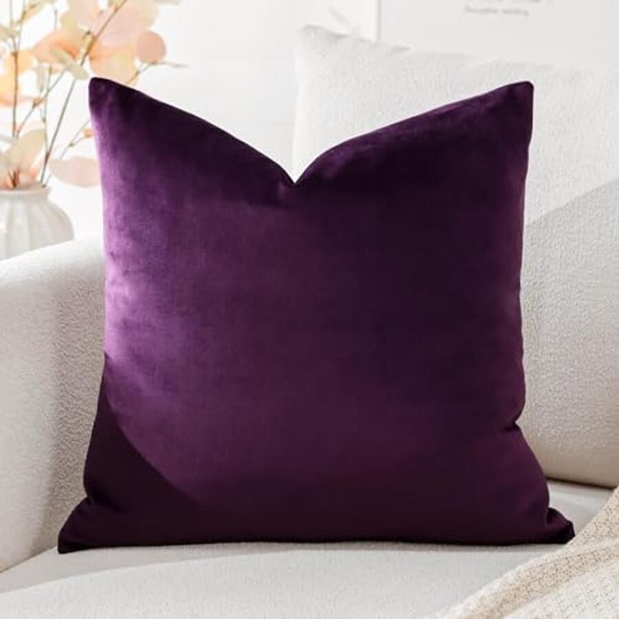 Superzachte fluwelen kussenhoezen voor bank sofa en slaapkamer 50 x 50 cm aubergine
