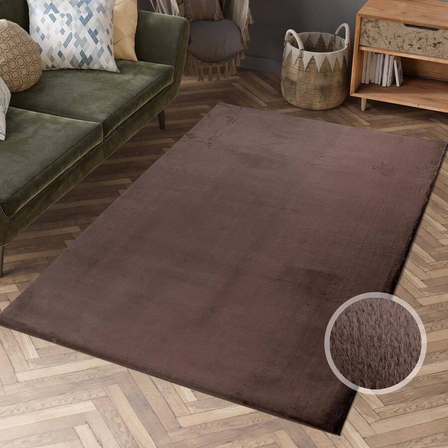 Goodivery Superzachte Hoogpolige Vloerkleed Donker Taupe 80 x 150 cm Voor Woonkamer Slaapkamer Eetkamer