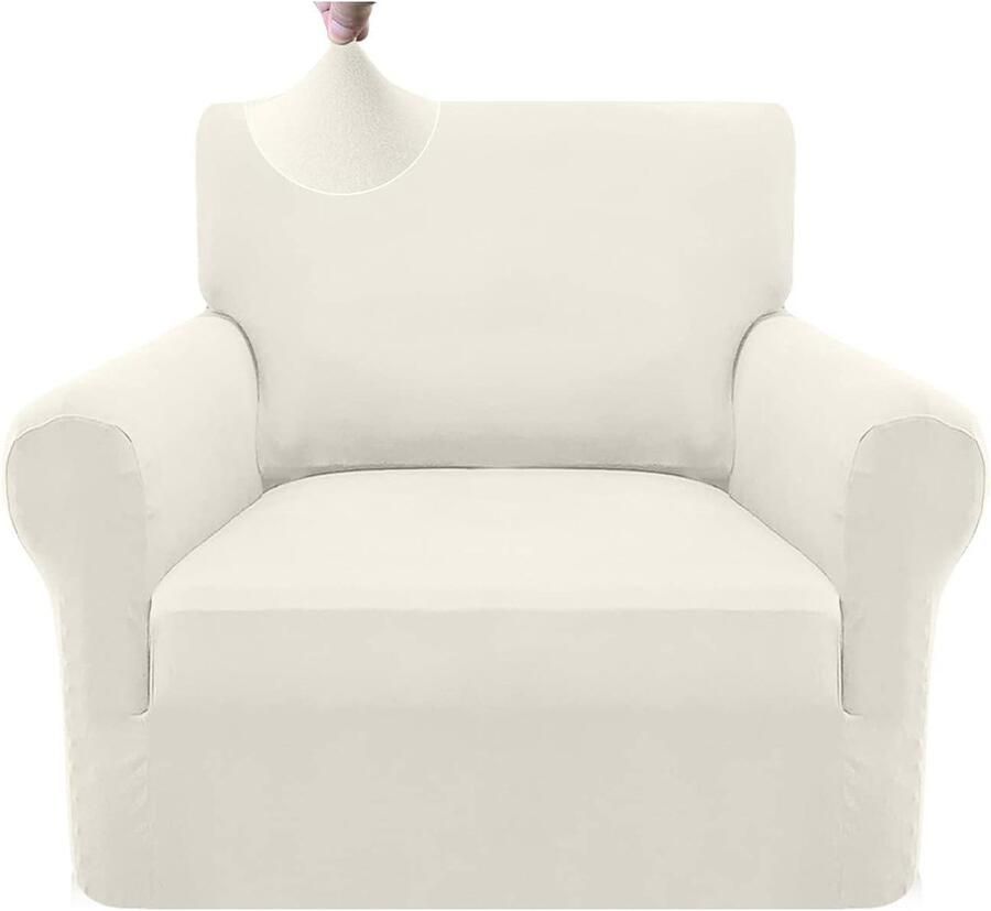Superzachte microvezel stoelhoes met anti-slip schuim Elastaan bankovertrek voor 1-zits bank (crème)