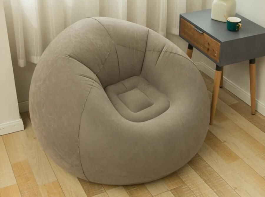 Superzachte opblaasbare zitzak sofa stoel Taupe