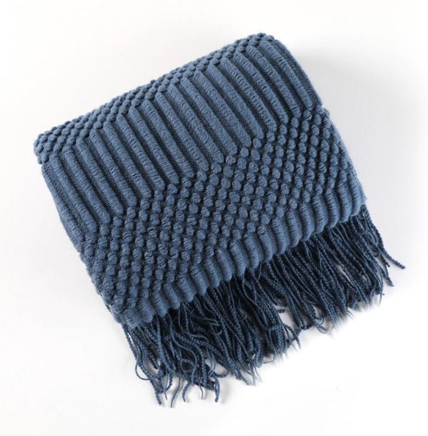 Superzachte pluche deken Fluffy deken Gezellige pluche bankdeken Gebreide deken met franjes Geschikt voor bank bed (B 130 x L 220 cm) zwart grijs 130*220CM - Foto 3