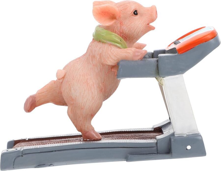 Supvox Treadmill Home Decor Mini Toys Figures Decorative Treadmill Piggy Car Accessories Car Decor Birthday Car Gadgets Resin Men And Women Desk Potted Plant