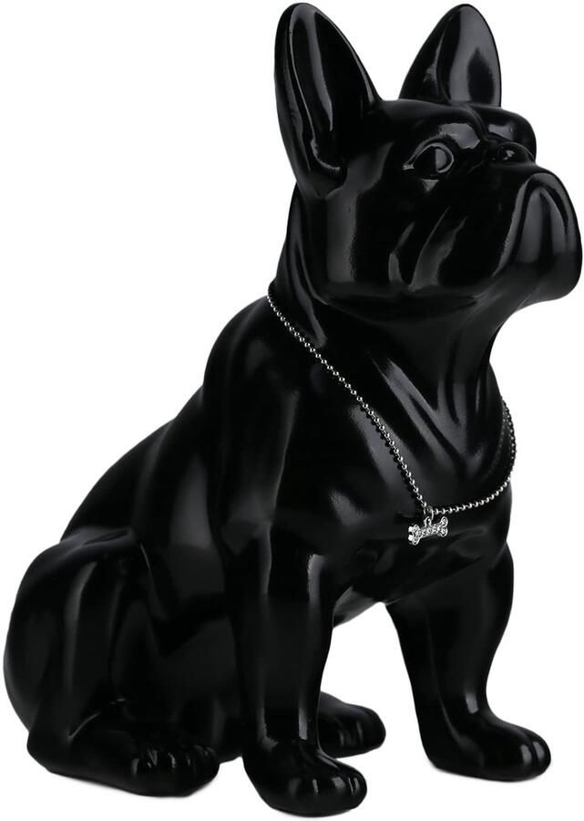 Suruim Franse Bulldog Beelden Decoratie Engelse Bulldog Beeldje Hondenbeeld Cadeaus Woonkamer Bureau Decoratie (Zwart L)