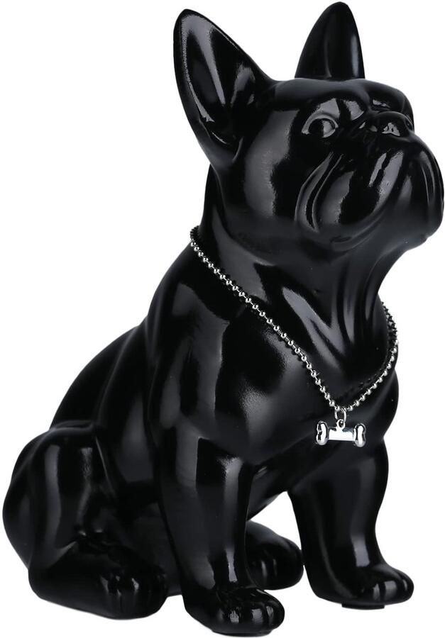 Suruim Franse Bulldog Beelden Decoratie Engelse Bulldog Figuur Hondenbeeld Cadeau Woonkamer Bureau Decoratie (Zwart 23 cm)