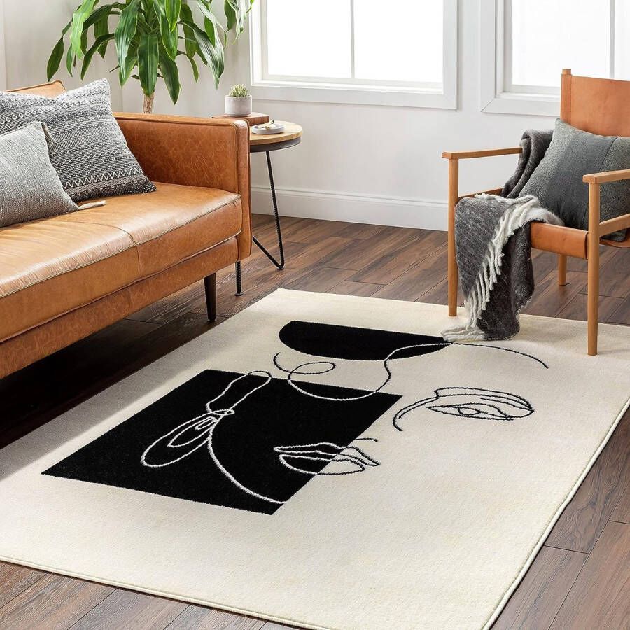 Surya Spokane tapijt voor de woonkamer modern abstract design in marmerlook voor woonkamer eetkamer slaapkamer zacht marmer tapijt laagpolig groot 152 x 213 cm off-white