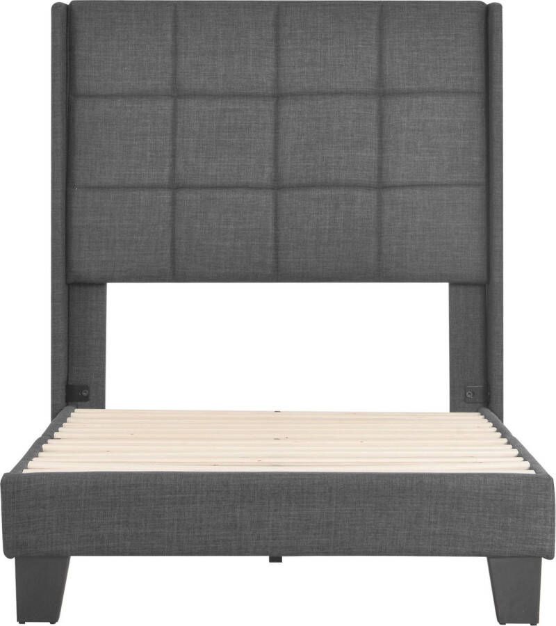 Sweiko modern design gestoffeerd bed met gestoffeerd hoofdeinde 90x200cm in grijs linnen medium stevig (zonder matras)