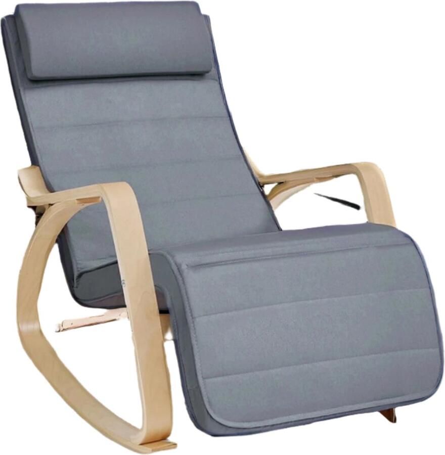 Swing Stoel Rocking fauteuil Berk houten stoel 5 -fasen verstelbare voetsteun 67 cm x 115 cm x 91 cm
