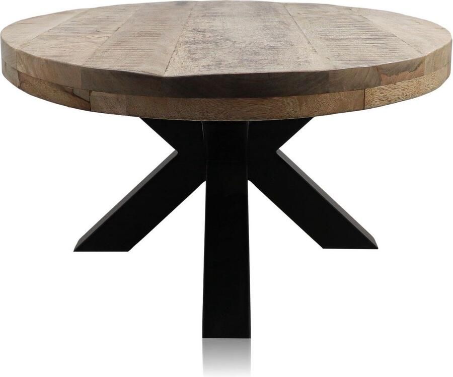Zita Home Swiss ovale salontafel 130cm mango met spin poot schuine rand verjongd