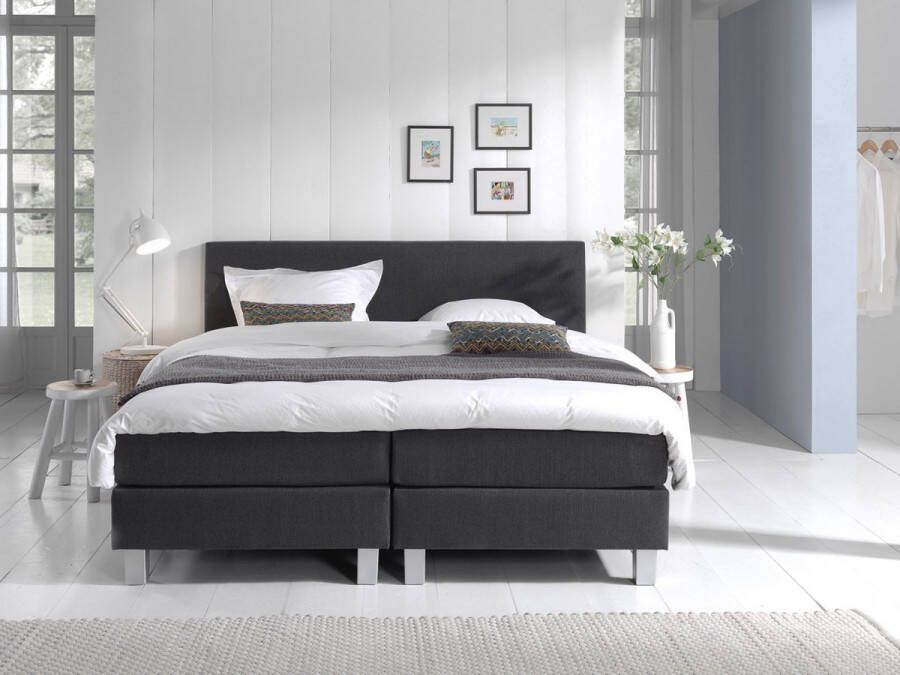 Boxspring-voordeelshop Boxspring 180x200 incl. thuismontage Complete set met matras Antraciet