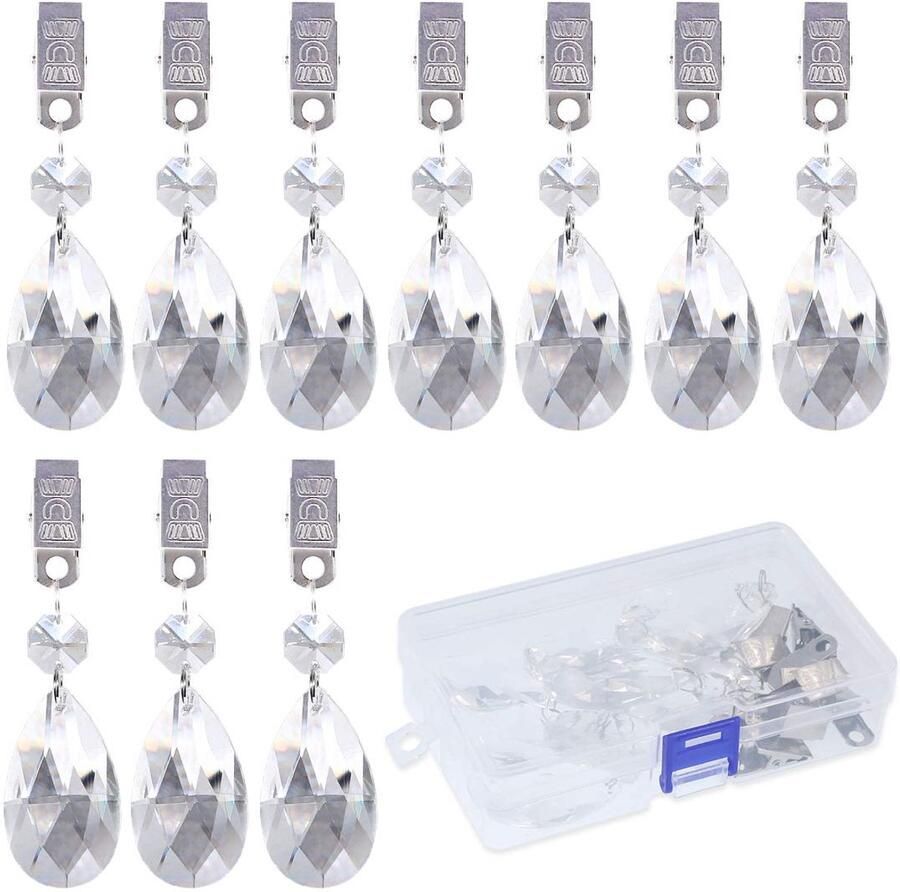 Swpeet Crystal tafelkleedgewichten (10 stuks) met metalen clip vierkante winddichte picknicktafelkleedgewichten van glas zwaar alle seizoenen moderne stijl