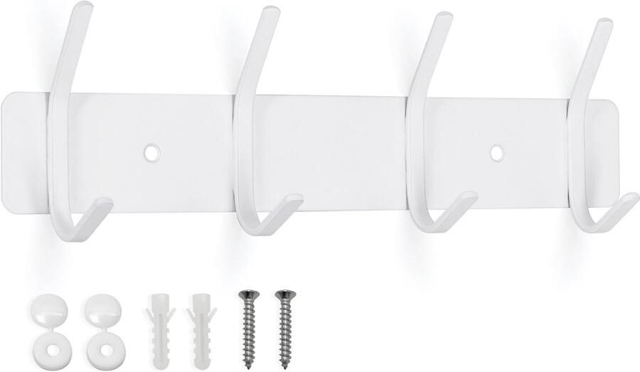 Ibenzoa Kledinghaken Metalen Wandgarderobe Met Modern Design Voor Ruimtes Wit 4 Haken