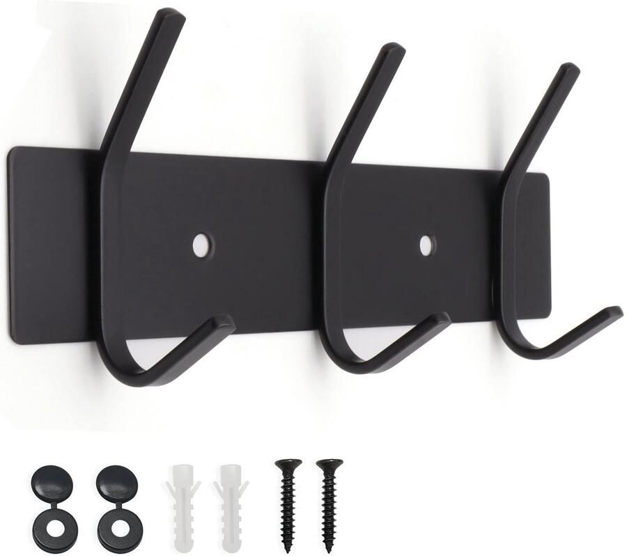 SYPEN Wandkapstok Metalen wandkapstok RVS haakrail voor slaapkamer badkamer keuken kapstokhaken voor kleding jashouder zwart