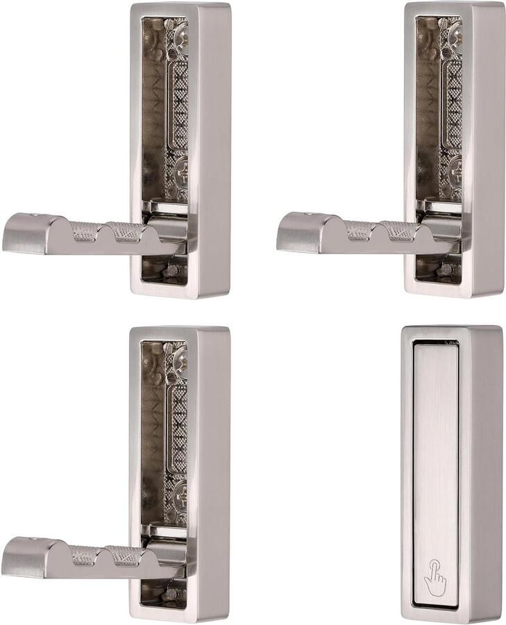SYZOW 4-pack opvouwbare haken wandhaken opvouwbaar wandmontage 90° opvouwbare kapstok koptelefoonhouder met schroeven voor keuken badkamer muur kantoor garderobe (geborsteld nikkel)