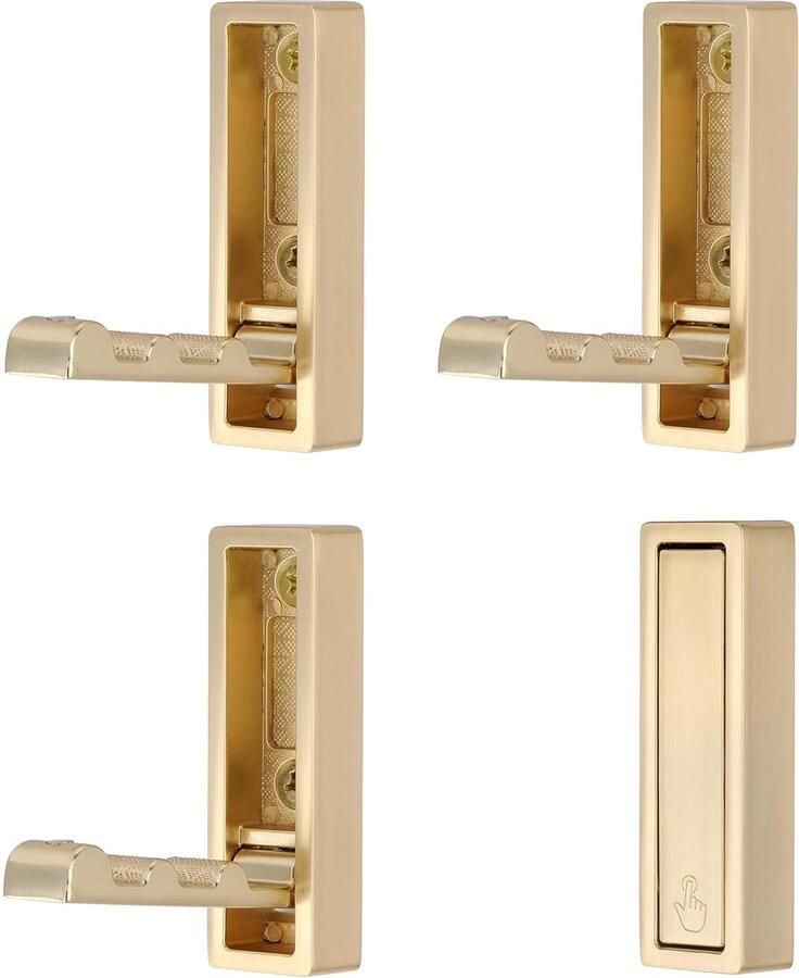 SYZOW 4-pack opvouwbare haken wandhaken opvouwbaar wandmontage 90° opvouwbare kapstok koptelefoonhouder met schroeven voor keuken badkamer muur kantoor garderobe (goud)