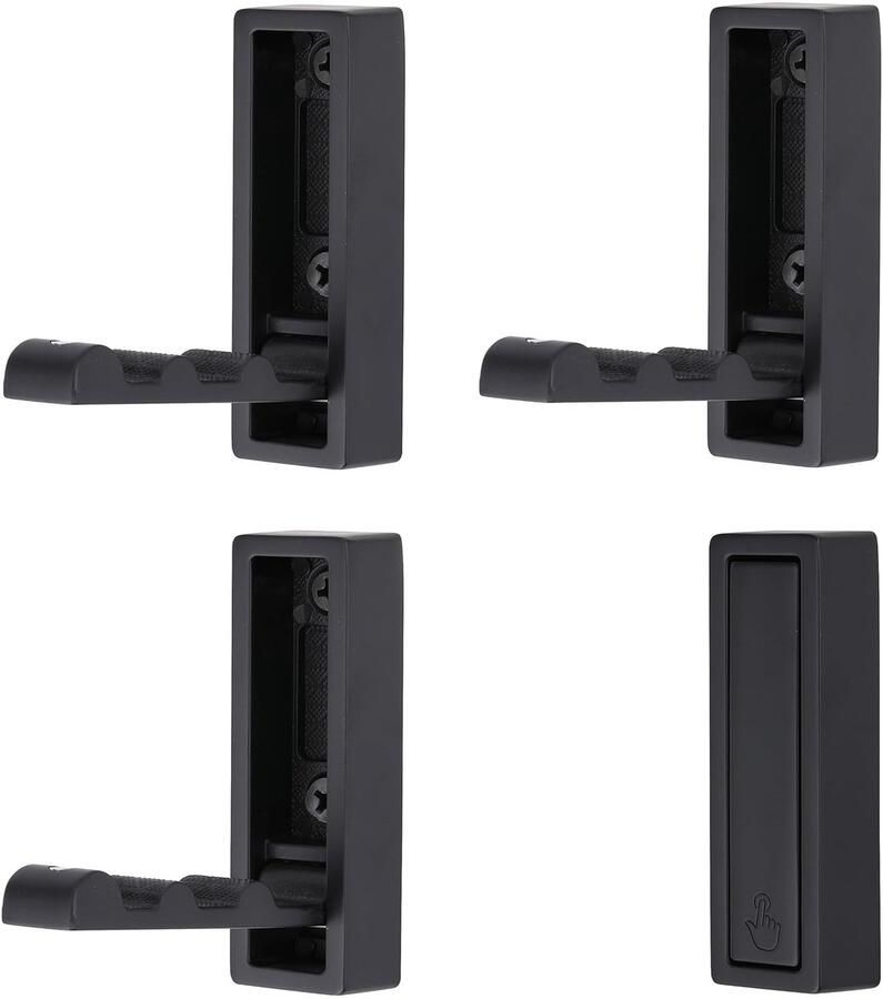 SYZOW 4-pack opvouwbare haken wandhaken opvouwbare wandmontage 90° opvouwbare kapstok koptelefoonhouder met schroeven voor keuken badkamer muur kantoor garderobe (zwart)