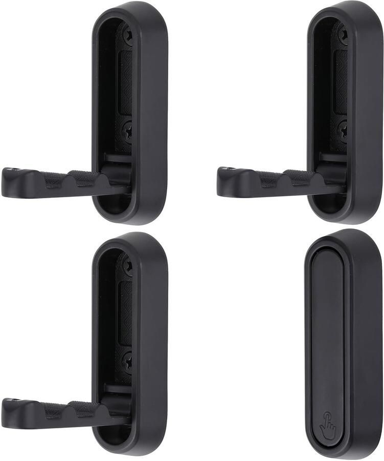SYZOW 4-pack opvouwbare wandhaken koptelefoonbevestiging opvouwbare haken 90° opvouwbare wandhaken jashaken opvouwbare haken handdoekhaken voor kledingkast badkamer keuken (zwart)