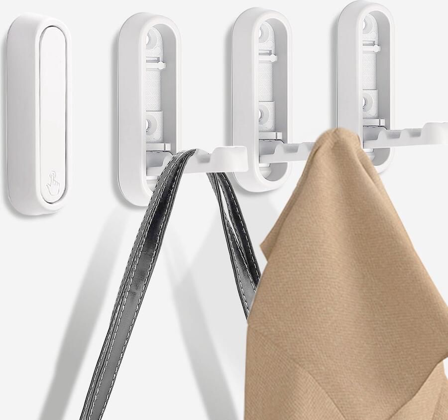 SYZOW 4-pack opvouwbare wandhaken koptelefoonbevestiging opvouwbare haken 90° opvouwbare wandhaken jashaken opvouwbare haken handdoekhaken voor kledingkast badkamer keuken (wit)