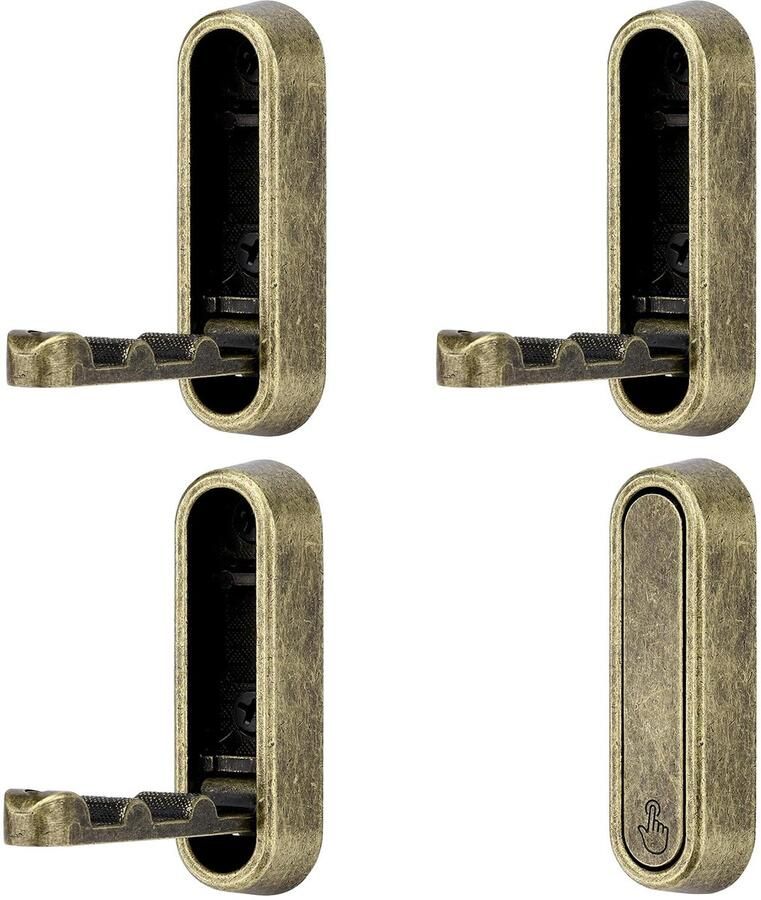 SYZOW 4-pack opvouwbare wandhaken koptelefoonbevestiging opvouwbare haken 90° opvouwbare wandhaken jashaken opvouwbare haken handdoekhaken voor kledingkast badkamer keuken (bronskleur)