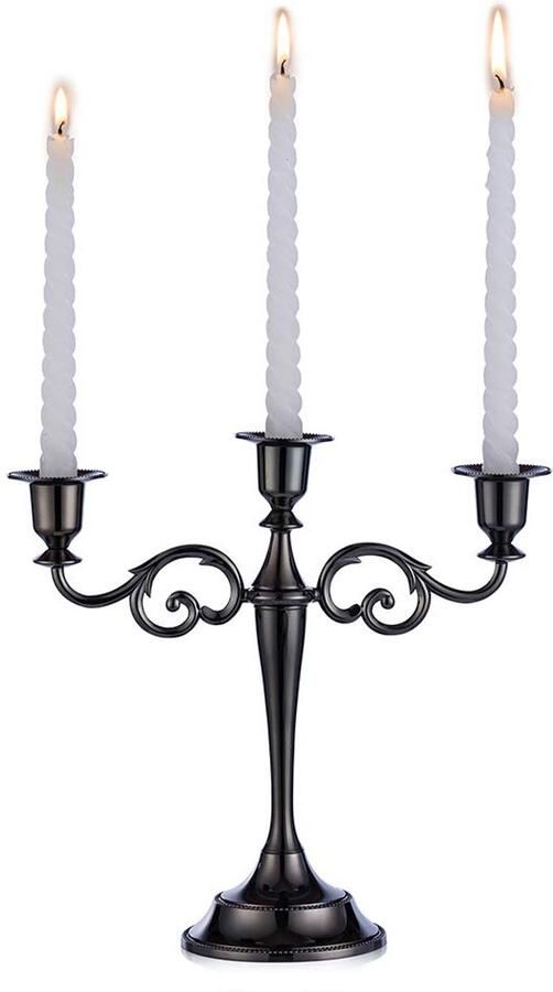 Sziqiqi Aluminium Kandelaar Eettafel Diner bij Kaarslicht Hoteldecoratie Woondecoratie Tafeldecoratie Zwart