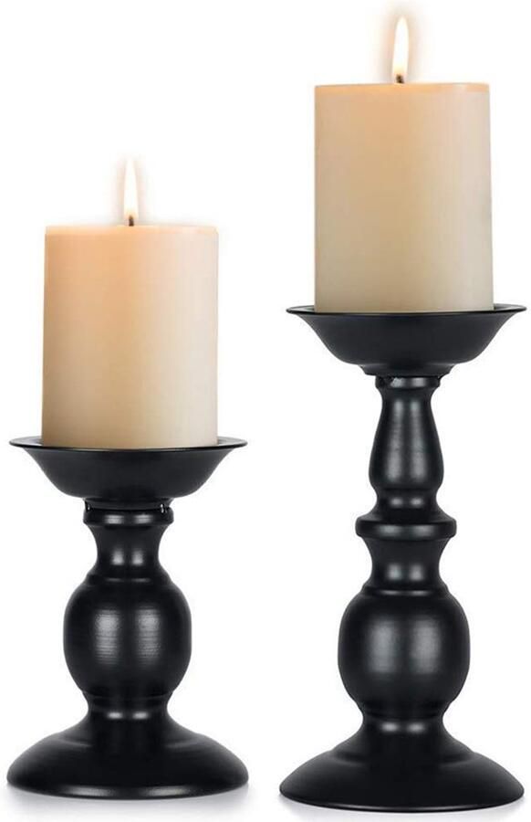 Sziqiqi Metalen Retro Kandelaar Hoge Kaarsenhouder Kaarsenzuil Kandelaar Diner bij Kaarslicht Decoratie Eettafel Bartafel Decoratie Kandelaar Klein + Groot