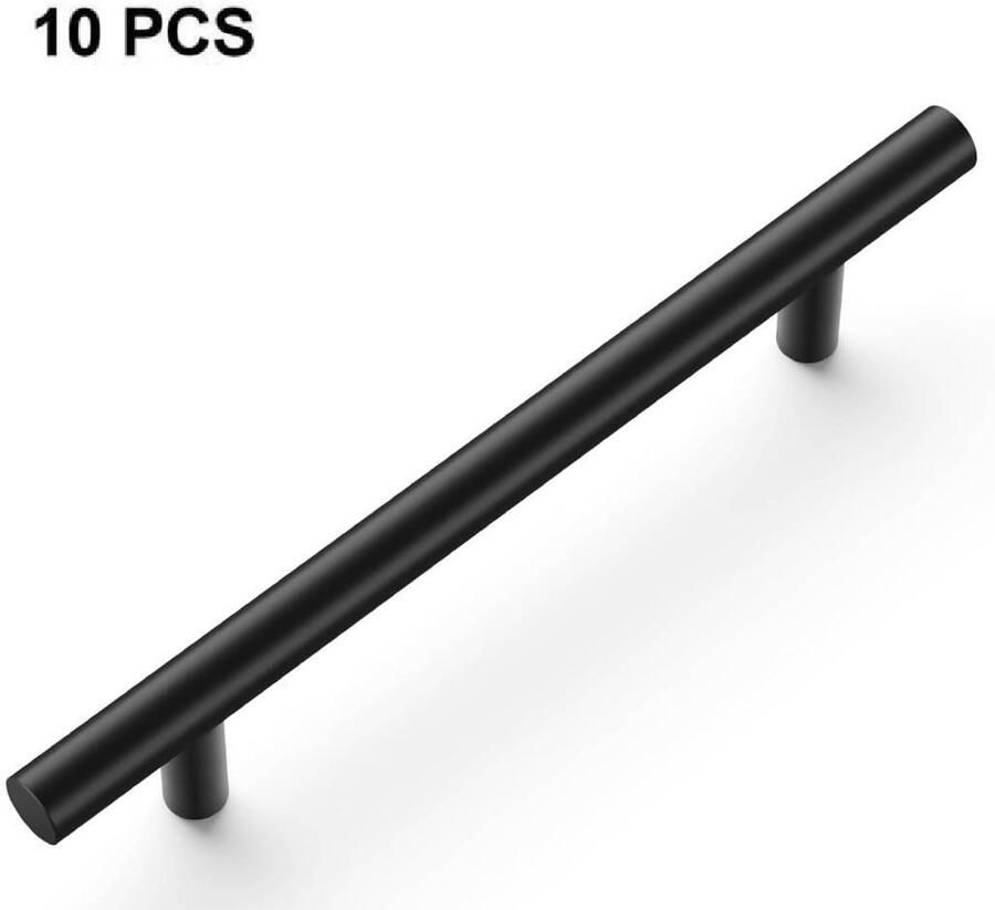 T-handgreep 10 Stuks Geborstelde Kastdeurgrepen Hardware Roestvrij Staal Voor Keukenkasten Lade Meubels Handgrepen Gatencenters 128mm Zwart