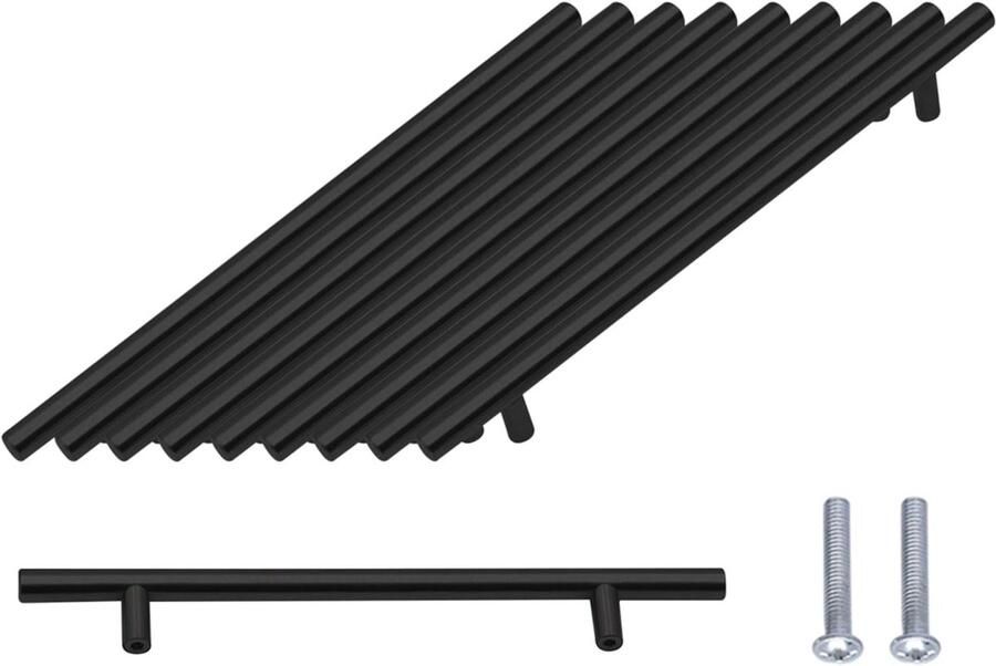 T-handgrepen voor keukenkasten roestvrij staal 10 stuks zwart