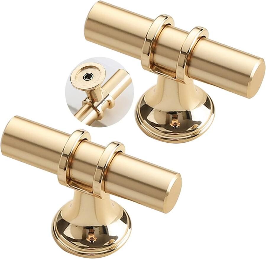 T-meubelgrepen Gouden T-ladegrepen 50x12x35mm Elegant Gouden T-vormige Deur- en Ladegrepen voor Stijlvolle Interieurvernieuwing keukengrepen kastgrepen zinklegering inclusief schroeven