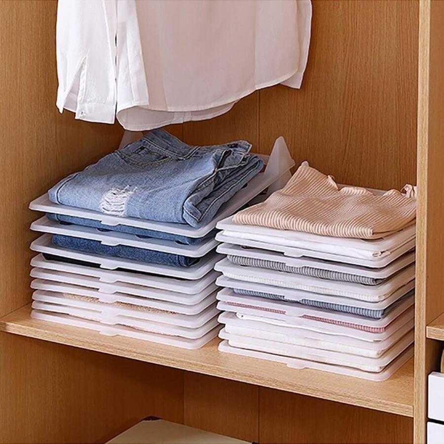 T-shirt Organizer Kast Organisator Kledingkast Organizer. Stapelbaar Robuust Vochtwerend Anti-rimpel. Overhemden in Lade Kasten Closet Kleding Schuifladen Planken. 10 stuk pack