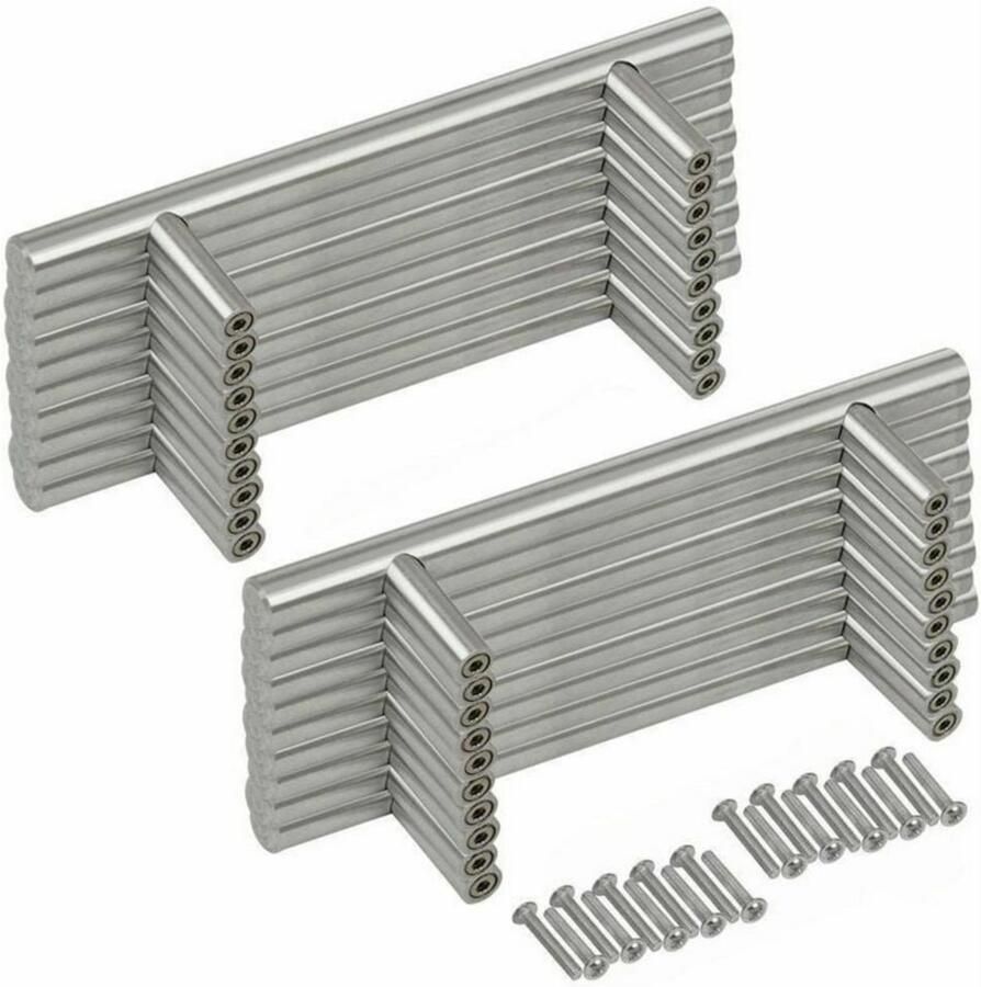 T-vormige deurgrepen keukendeuren meubelgrepen roestvrij staal 96 mm midden pak van 20