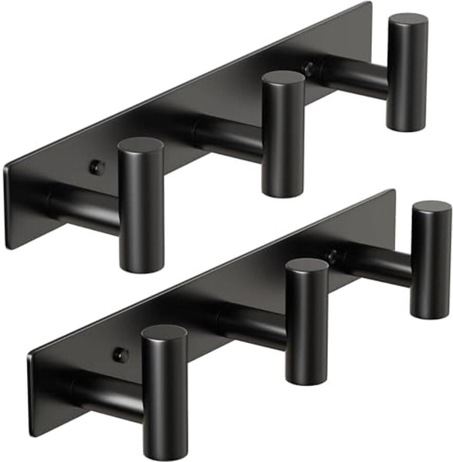 T-vormige kapstokhaken 2 stuks muurbevestiging in zwart