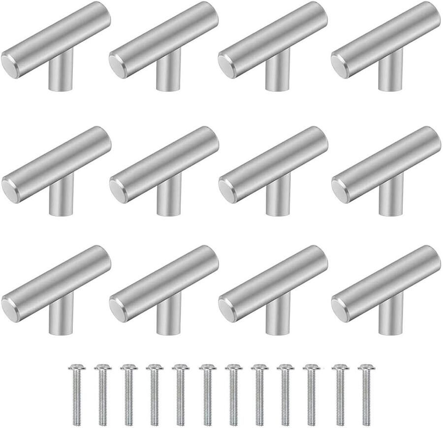 T-vormige meubelgreep roestvrij staal retro design 1 stuk