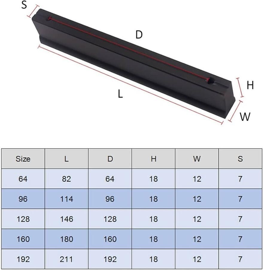 T-vormige meubelknop massieve aluminiumlegering 1 stuk