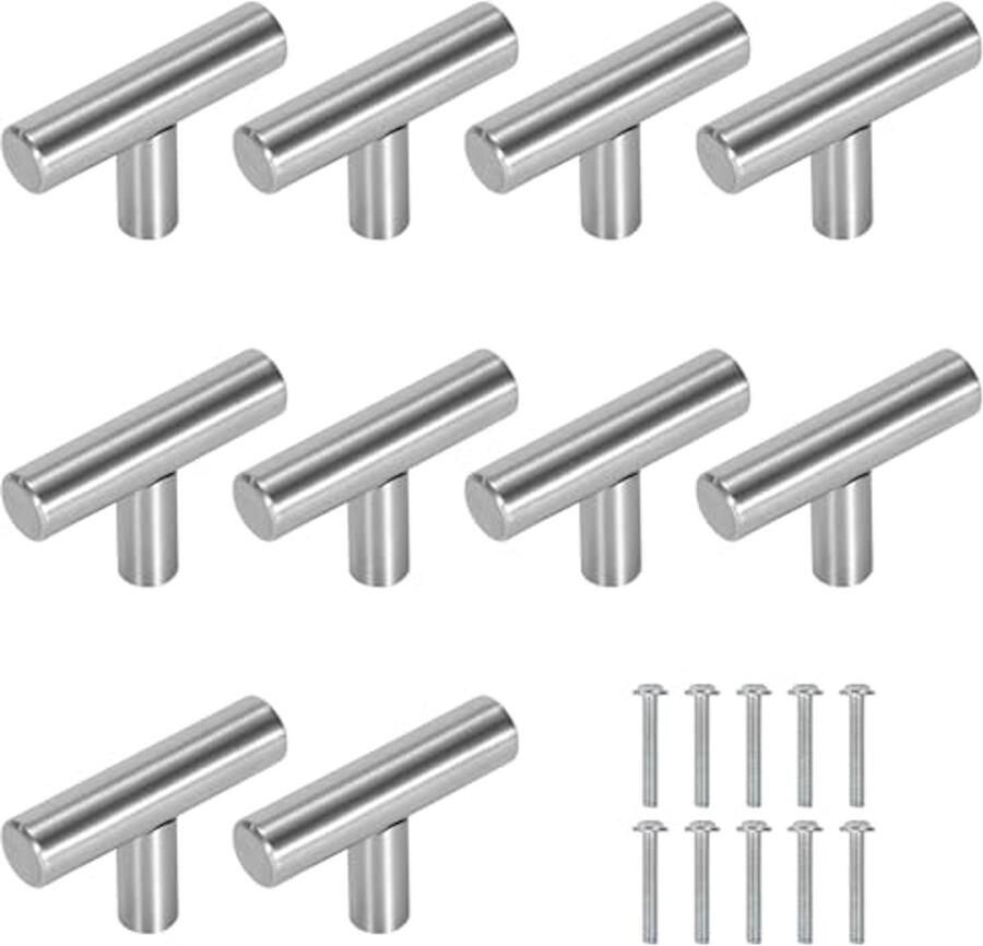T-vormige meubelknoppen voor kast en lade Roestvrij staal 10 stuks