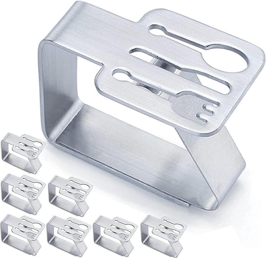 Table Cloth Clips Stainless Steel Rustproof Non-Slip Windproof Set of 8 Ideal for Tablecloths Up to 3.5 cm Thick Tablecloth Clamp