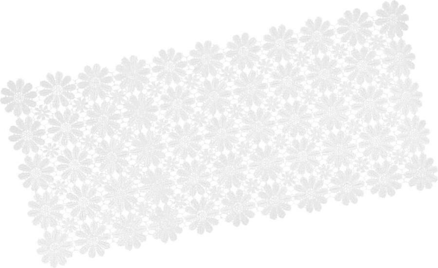 Table Runner White Flowers Lace Fabric Runners 90x40cm Crochet Doilies Dresser Decorative Dining Table Centerpieces for Wedding Birthday Party Christmas Decorations