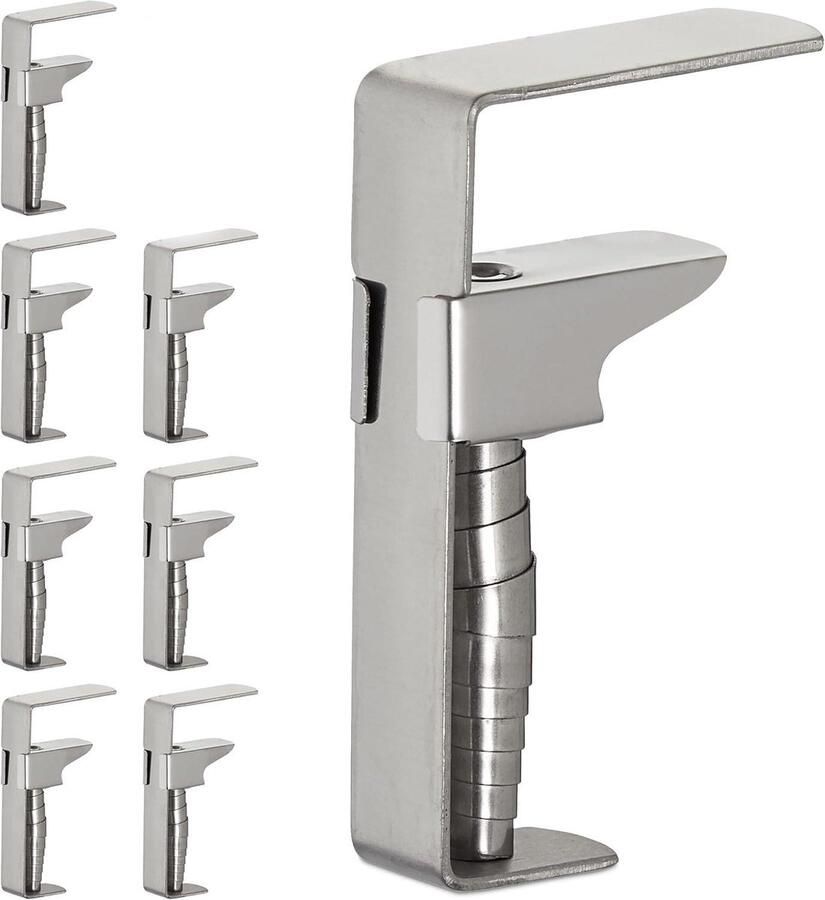 Tablecloth Clamps Set of 8 Adjustable Oilcloth Clips for Thick Table Tops Stainless Steel Up to 4 cm Thickness Silver Tablecloth Clamp