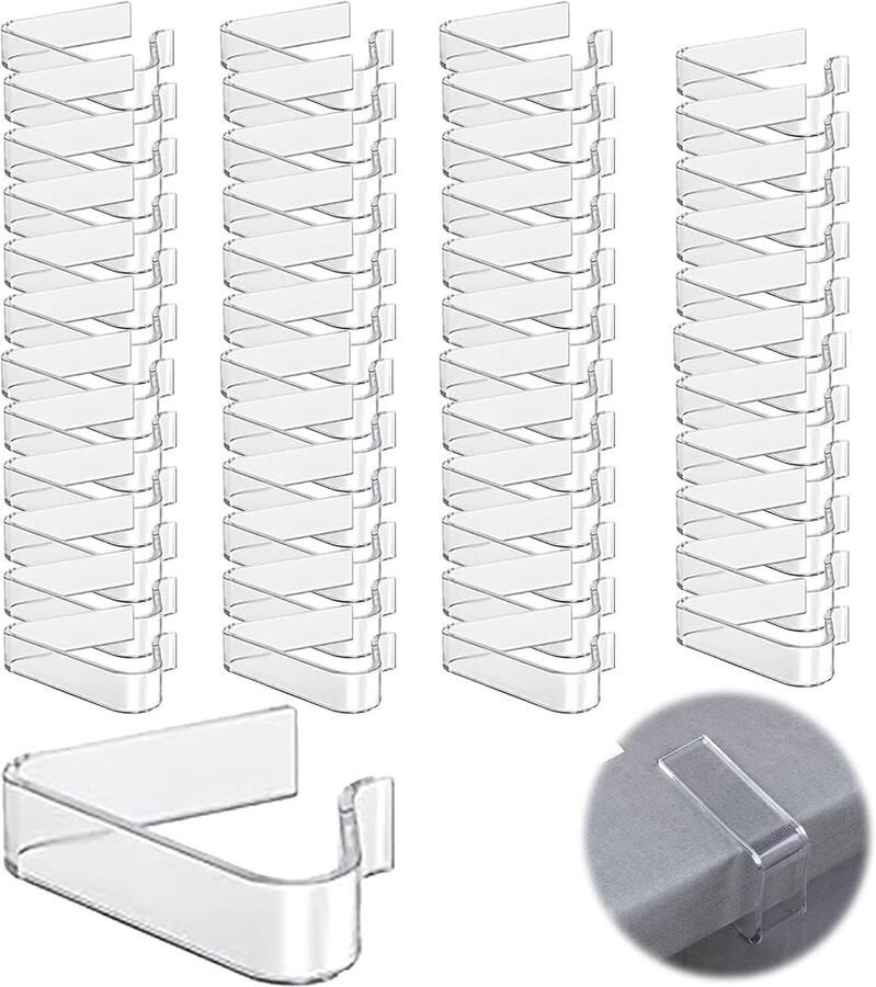 Allecto Plus Tafelkleed Klemmen Set van 48 Plastic Klemmen voor Winddicht Tafelkleed Thuis Bruiloft Feest Camping Picknick